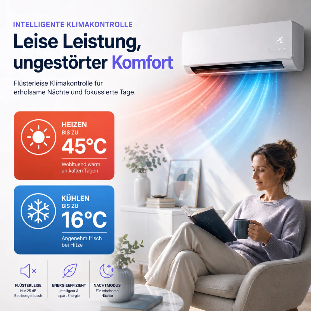 LG Breeze Germany Wandklimagerät mit Heiz- und Kühlfunktion in einem Wohnzimmer